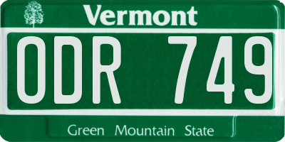 VT license plate ODR749