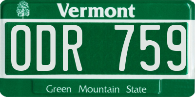 VT license plate ODR759