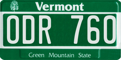 VT license plate ODR760