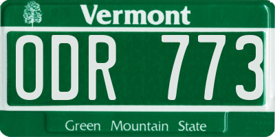 VT license plate ODR773