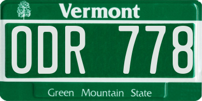 VT license plate ODR778