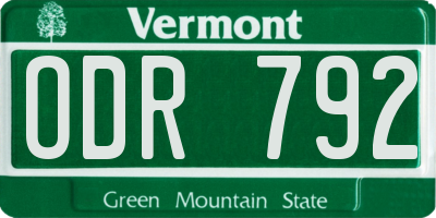 VT license plate ODR792