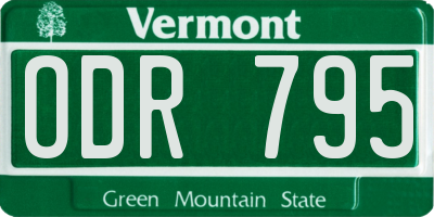 VT license plate ODR795