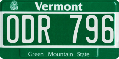 VT license plate ODR796