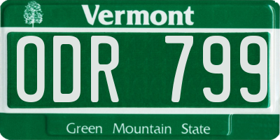 VT license plate ODR799