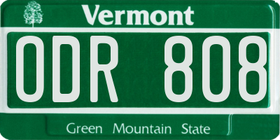 VT license plate ODR808