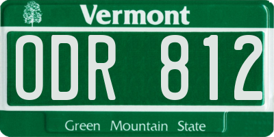 VT license plate ODR812
