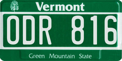 VT license plate ODR816
