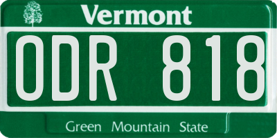 VT license plate ODR818