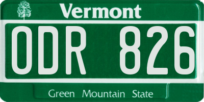 VT license plate ODR826