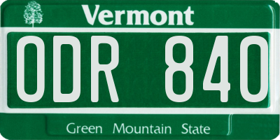 VT license plate ODR840