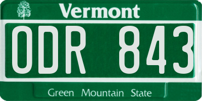 VT license plate ODR843