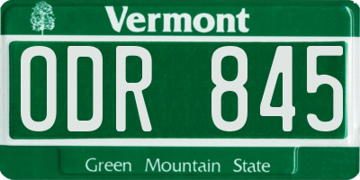 VT license plate ODR845