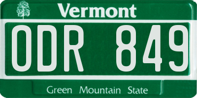 VT license plate ODR849