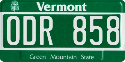 VT license plate ODR858