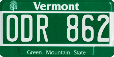 VT license plate ODR862