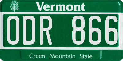 VT license plate ODR866