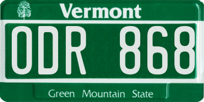 VT license plate ODR868