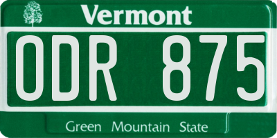VT license plate ODR875