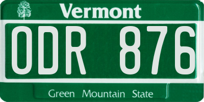 VT license plate ODR876