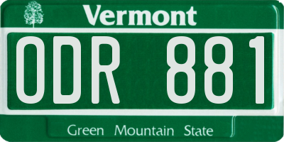 VT license plate ODR881