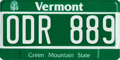 VT license plate ODR889