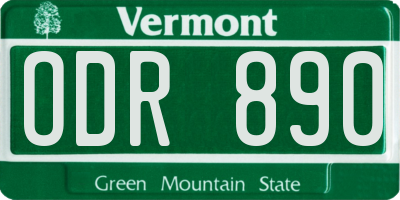 VT license plate ODR890