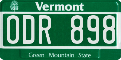 VT license plate ODR898