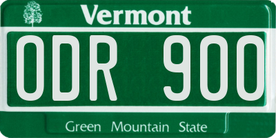 VT license plate ODR900