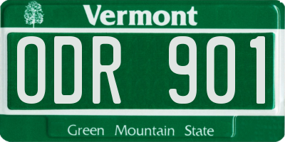 VT license plate ODR901