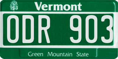 VT license plate ODR903