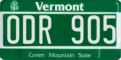 VT license plate ODR905