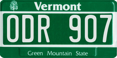 VT license plate ODR907