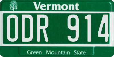 VT license plate ODR914