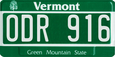VT license plate ODR916