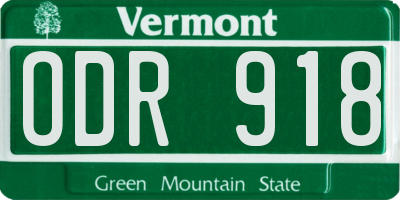 VT license plate ODR918