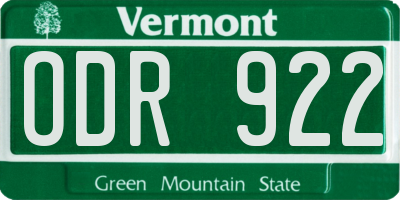VT license plate ODR922