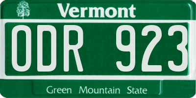 VT license plate ODR923
