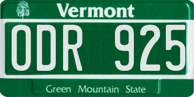 VT license plate ODR925