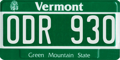 VT license plate ODR930
