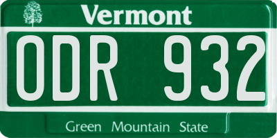 VT license plate ODR932