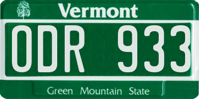 VT license plate ODR933