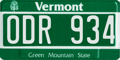 VT license plate ODR934