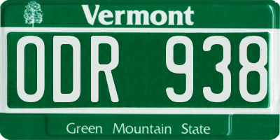 VT license plate ODR938