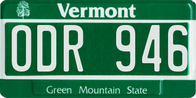 VT license plate ODR946