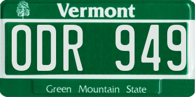 VT license plate ODR949