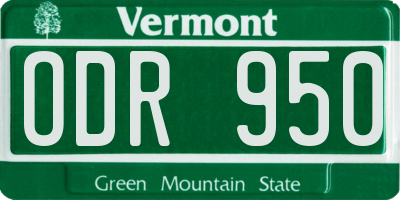 VT license plate ODR950