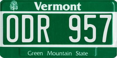 VT license plate ODR957