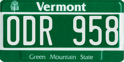 VT license plate ODR958