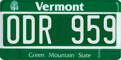 VT license plate ODR959